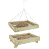 Flamingo Table alimentaire à oiseaux - AC-DÉCO - 2 en 1 - Bois de pin et fer - Beige - Pliable