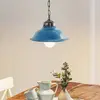 KS Verlichting Hanglamp aan ketting Porto Fino aluminium met blauw deksel