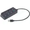 Gembird 4-port USB HUB noir (4 Ports), Station d’accueil + hub USB, No...