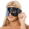 Rimba Bondage Play Blinddoek zwart leer met verwijderbare oog flapjes