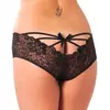 Amorable - Kanten Slip Met Gekruiste Bandjes En Strik Achter - Zwart