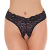 Amorable - G-String met Kanten Ruches - Open Kruis - One Size - Zwart