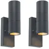 QAZQA duo - Moderne Buitenlamp Up Down voor buiten - 2 stuks - D 11 cm - Donkergrijs - Buitenverlichting