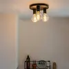 QAZQA facil - Klassieke Plafondlamp - 3 lichts - Ø 250 mm - Zwart - Wo...