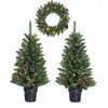 Black Box Trees Creston Set van 2 Kerstbomen en 1 Krans met LED Verlic...