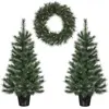Lot de 2 sapins de noël artificiel et 1 couronne LED