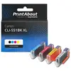 PrintAbout - Inktcartridge / Alternatief voor de Canon CLI-551BK XL / 4 Kleuren