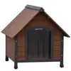 @Pet Niche Pour Chiens Avec Rabats En Plastique Marron 102x82x87 Cm