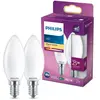 Philips ampoule LED Flamme E14 25W Blanc Chaud Dépolie, Verre, 2 Unité