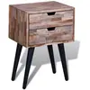 vidaXL Table de chevet avec 2 tiroirs Bois de teck recyclé