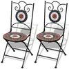 vidaXL Chaises pliables de bistro 2 pcs Céramique Terre cuite et blanc