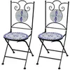 vidaXL Chaises pliables de bistro 2 pcs Céramique Bleu et blanc
