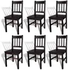 vidaXL Chaises à manger lot de 6 marron foncé pinède