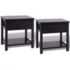 vidaXL Table de chevet 2 pcs Bois Noir