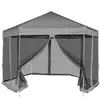 vidaXL Chapiteau hexagonal avec 6 parois latérales Gris 3,6x3,1 m