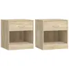 vidaXL Table de chevet 2 pcs avec tiroir Couleur de chêne