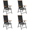 vidaXL Chaises de jardin pliables 4 pcs aluminium et textilène noir