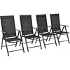 vidaXL Chaises pliables de jardin 4 pcs Aluminium et textilène Noir