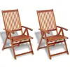 vidaXL Chaises pliables de jardin 2 pcs Bois solide d'acacia Marron