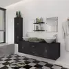 VIDAXL Ensemble de meubles de salle de bain - Noir - 150 x 130 cm