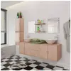 vidaXL Mobilier de salle de bain avec lavabo 9 pcs Beige