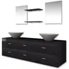 vidaXL Mobilier de salle de bain avec lavabo 7 pcs Noir