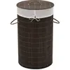 vidaXL Panier à linge rond en bambou Marron foncé