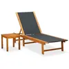 vidaXL Chaises longues lot de 2 et table Bois d'acacia et textilène