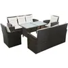 vidaXL Salon de jardin 5 pcs avec coussins Résine tressée Marron