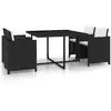 vidaXL Salon de jardin encastrable 5 pcs et coussins Rotin Noir