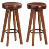 vidaXL Chaises de bar lot de 2 cuir véritable et bois d'acacia solide