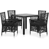 vidaXL Mobilier à dîner d'extérieur 5 pcs Résine tressée Noir