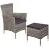 vidaXL Chaise et tabouret d'extérieur et coussins Résine tressée Gris