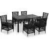 vidaXL Mobilier à dîner d'extérieur 7 pcs Résine tressée Noir