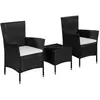 vidaXL Mobilier de bistro 3 pcs Résine tressée Noir