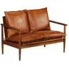 vidaXL Canapé à 2 places Cuir véritable avec bois d'acacia Marron