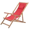vidaXL Chaise pliable de plage Tissu et cadre en bois Rouge