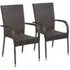 vidaXL Chaises empilables d'extérieur 2 pcs Résine tressée Marron