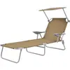 vidaXL Chaise longue pliable avec auvent Acier Taupe