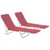 vidaXL Chaises longues pliables 2 pcs Acier et tissu Rouge