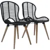 vidaXL Chaises à manger lot de 2 noir rotin naturel