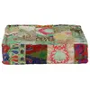 vidaXL Pouf carré en coton fait à la main 50 x 50 x 12 cm Vert