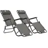 vidaXL Chaises longues pliables 2 pcs avec repose-pied Acier Gris