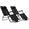 vidaXL Chaises longues pliables 2 pcs avec repose-pied Acier Noir