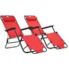 vidaXL Chaises longues pliables 2 pcs avec repose-pied Acier Rouge