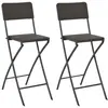 vidaXL Chaise de bar pliable 2pcs PEHD et acier Marron Aspect de rotin