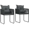 vidaXL Chaises d'extérieur 2 pcs avec oreillers Résine tressée Noir