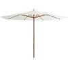 vidaXL Parasol avec mât en bois 350 cm Blanc sable