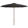 vidaXL Parasol avec mât en bois 350 cm Anthracite