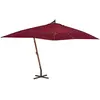 vidaXL Parasol en porte-à-faux avec mât en bois 400 x 300 cm Bordeaux